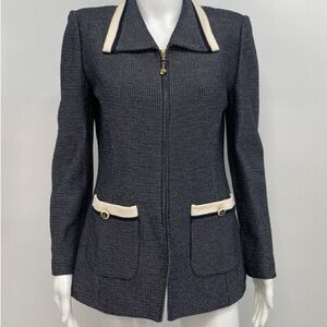 Vintage St. John Navy Blazer with Cream Trim